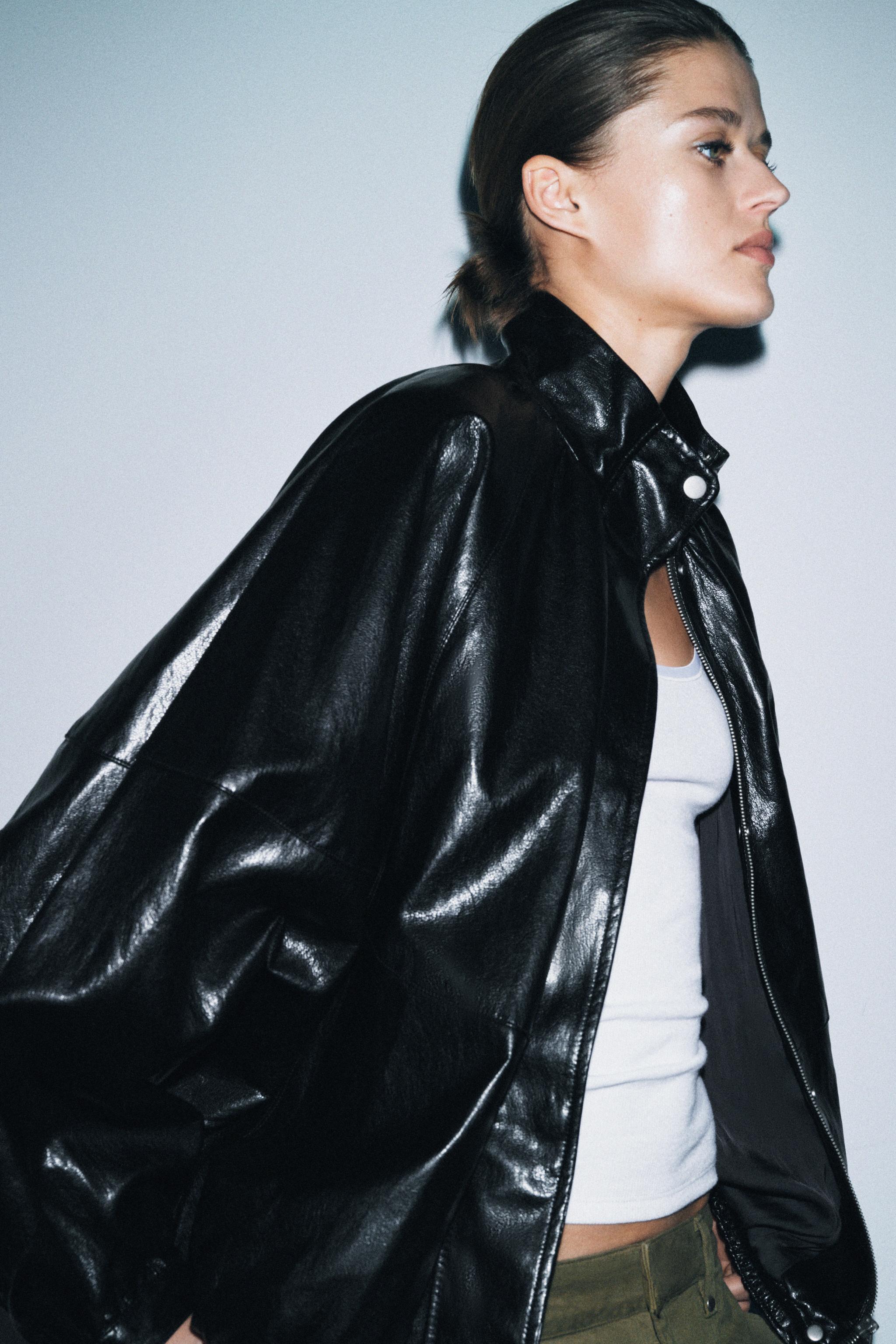 ZW COLLECTION FAUX LEATHER BOMBER JACKET